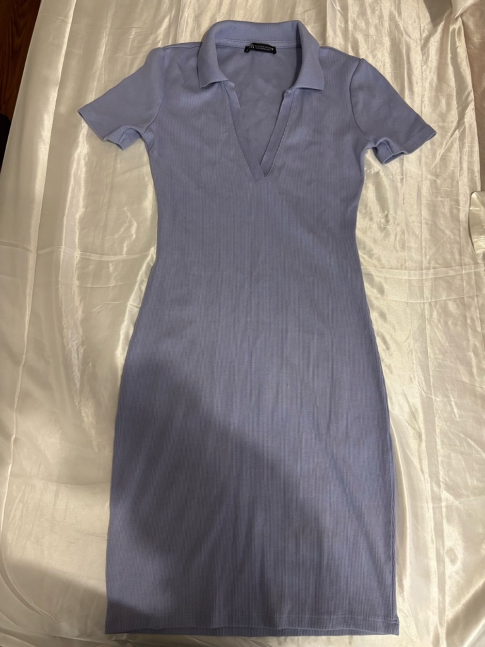 Zara Light Lavender Ribbed Polo Midi Dress